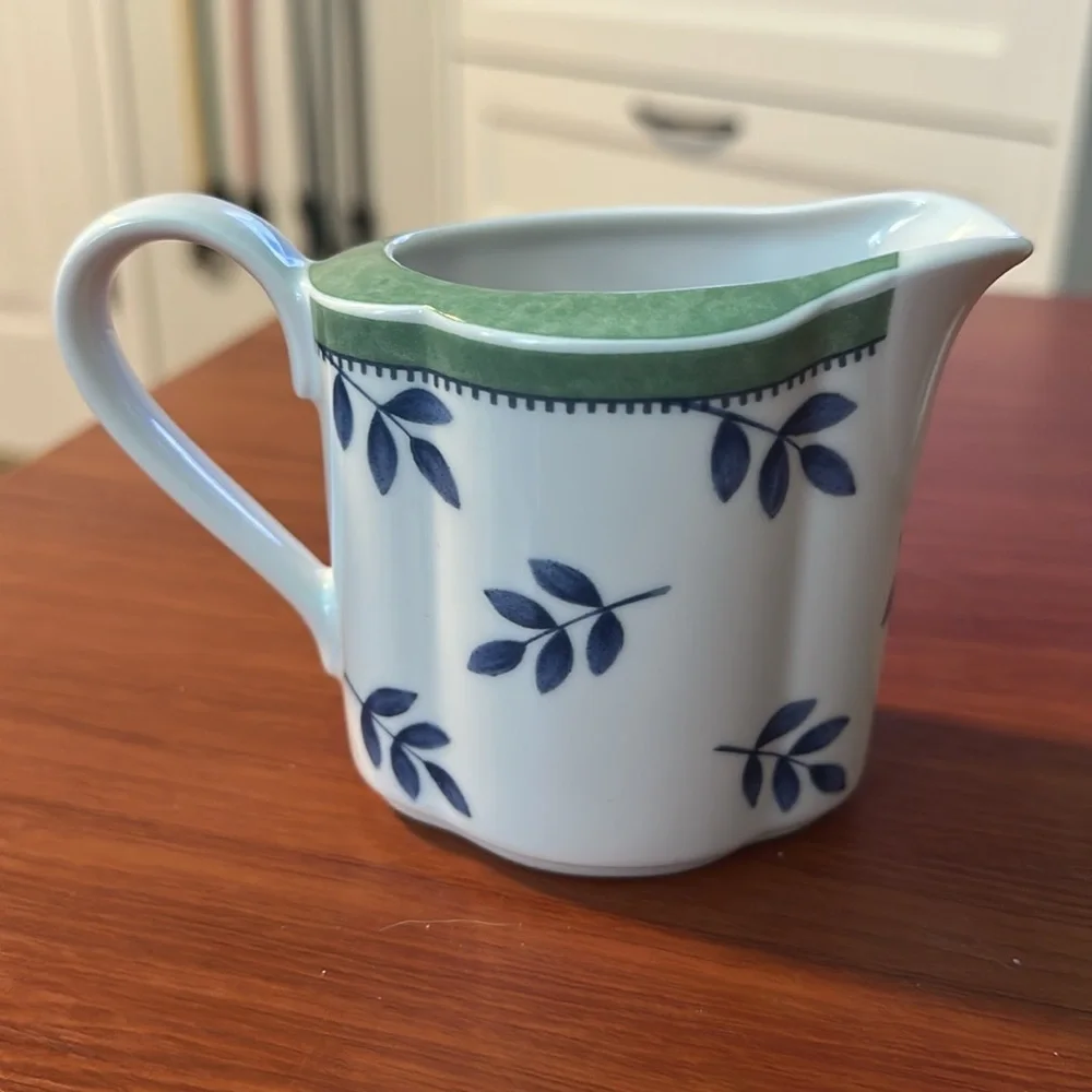 🧡 Blue Leaf and Green Creamer and Sugar Set by Villeroy & Boch Germany 🧡 - Picture 3 of 10